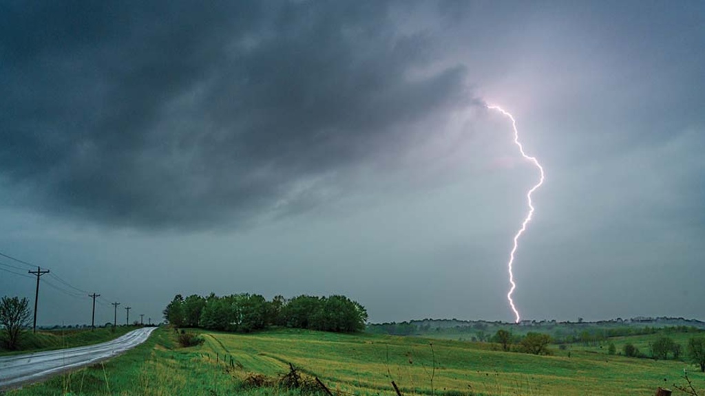 Photo of a lightning strike in the country